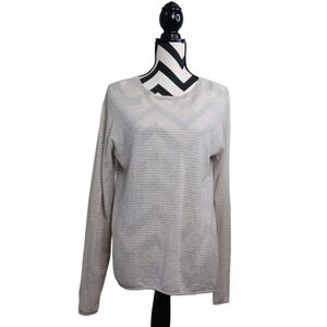 Ply Cashmere Striped 100% Cashmere Sz XL Contemporary Minimalist Neutral Sweater